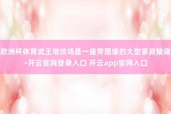 欧洲杯体育武王墩坟场是一座带围壕的大型寥寂陵寝-开云官网登录入口 开云app官网入口