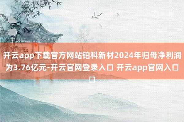 开云app下载官方网站铂科新材2024年归母净利润为3.76亿元-开云官网登录入口 开云app官网入口
