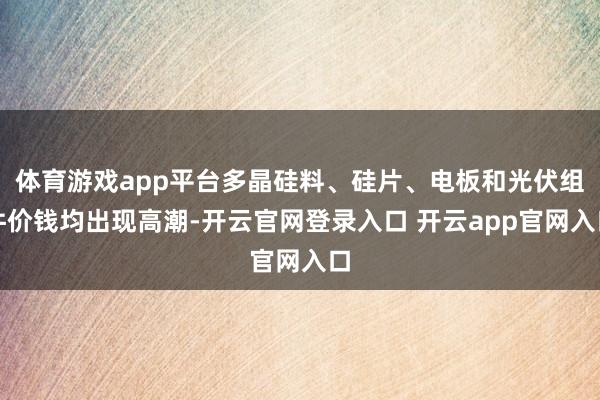 体育游戏app平台多晶硅料、硅片、电板和光伏组件价钱均出现高潮-开云官网登录入口 开云app官网入口